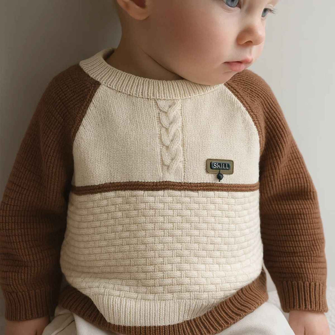 Round Neck Brown Boys & Girls Round Neck Sweater (A-3693)