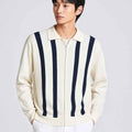 Navy Blue & White Stripes Self Pattern Zipper (A-3764)