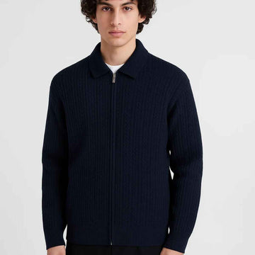 Black Cable Knit Self Lining Zipper (A-3763)