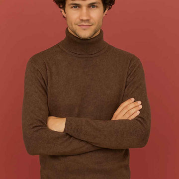 Brown Knit Self Lining High Neck (A-3649)