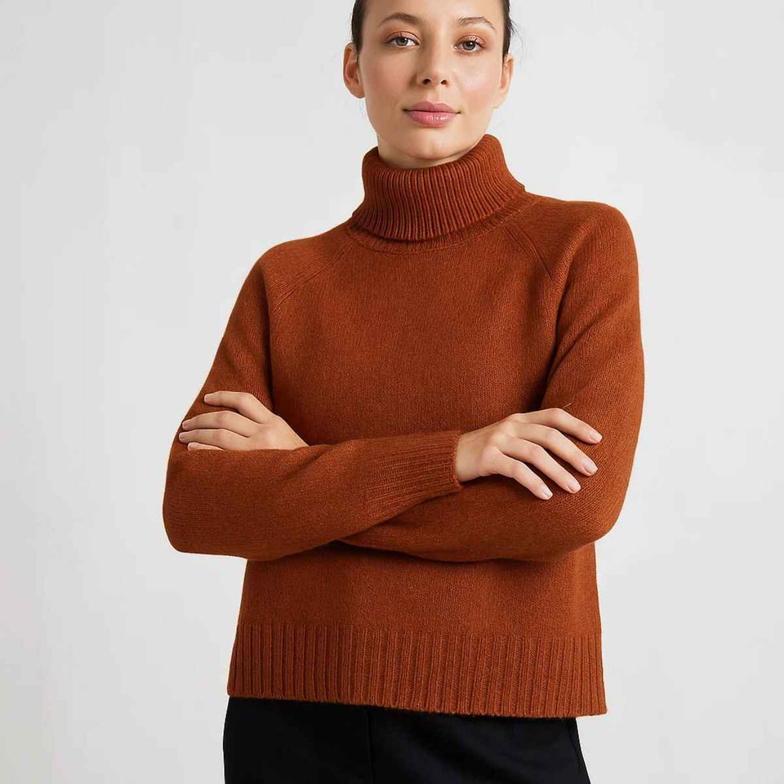 Light Orange Knit Self Lining High Neck (A-3656)