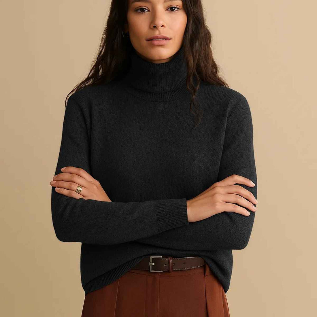 Black Woolen Self Lining High Neck (A-3650)