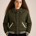 Olive Green Waffle Pattern Button Style Jacket (A-3771)