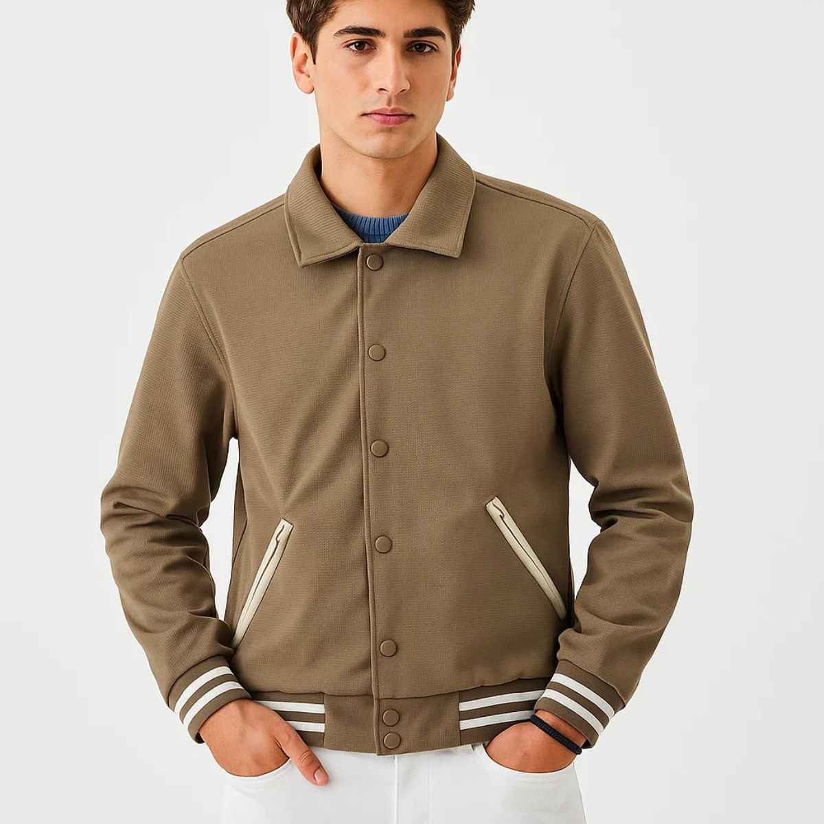 Waffle Pattern Button Style Jacket (A-3771)