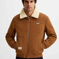 Light Brown Suede Woolen Jacket With Fur (A-3759)