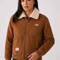 Light Brown Suede Woolen Jacket With Fur (A-3759)