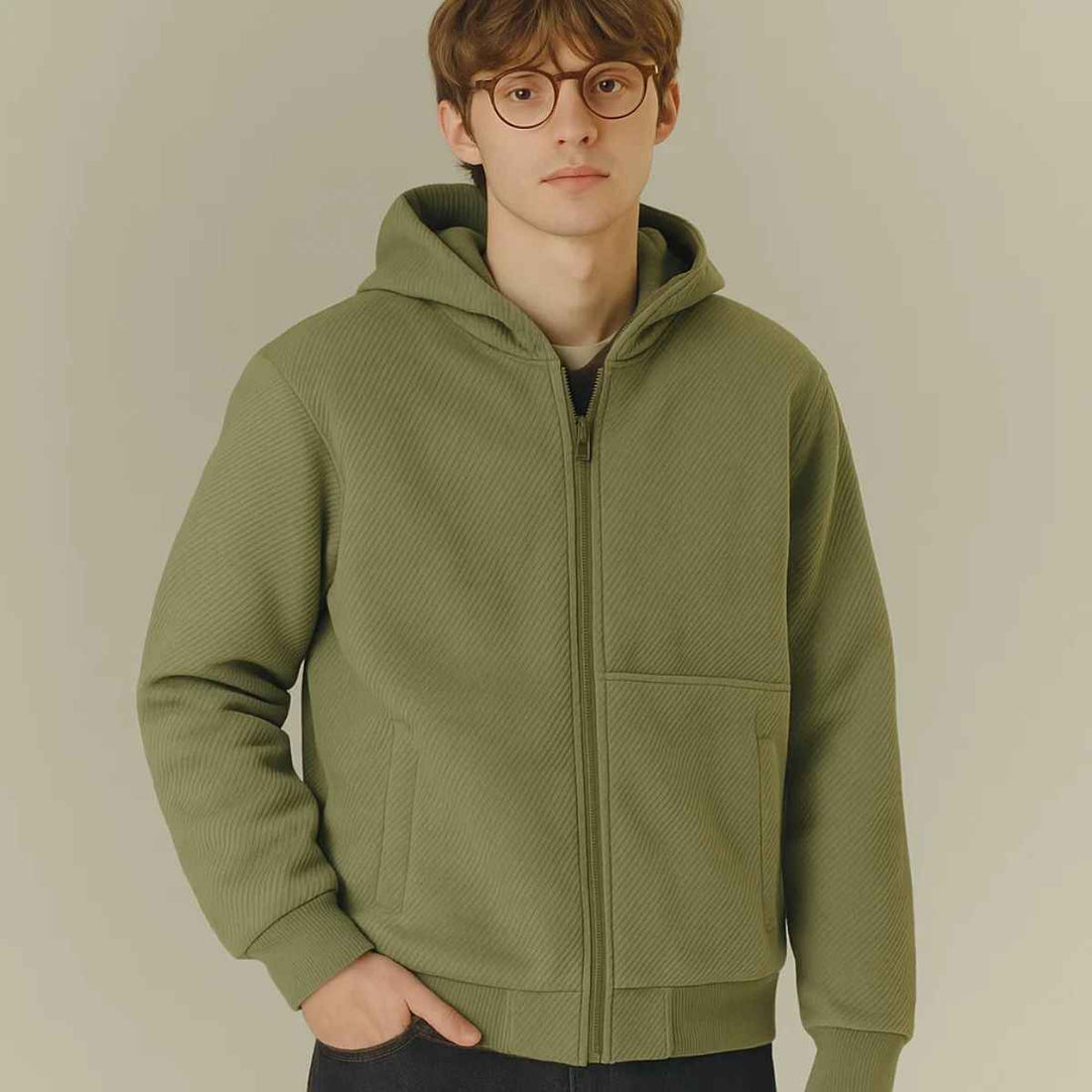 Mens Suede Self Lining Pattern Light Weight Jacket (A-3770)