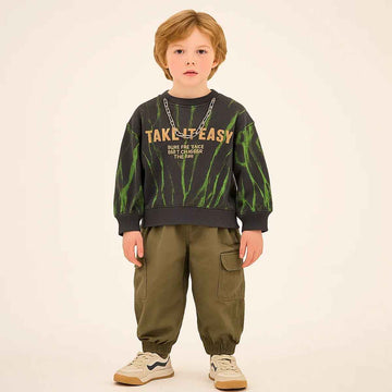 Green Shaded Grey Boys Co-Ord Set (A-3694)