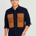 Mens Flap Pocket Style Corduroy Velvet Shirt (A-3815)
