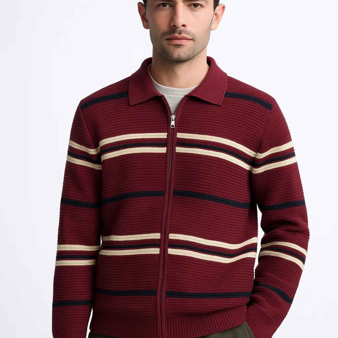 Old Money Contrast Lining Zipper (A-3760)