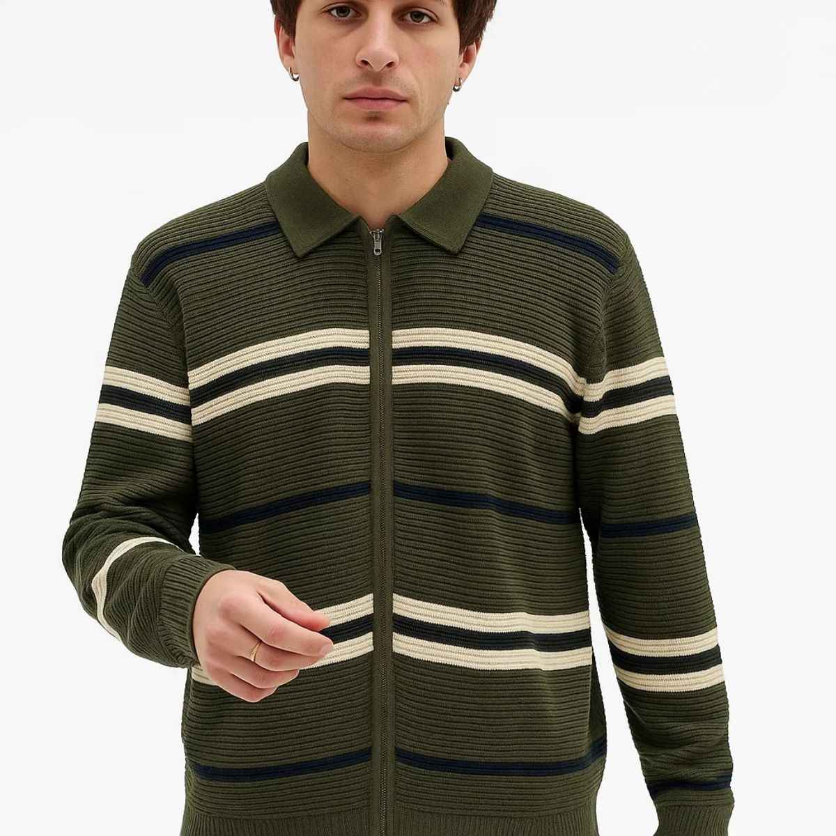 Old Money Contrast Lining Zipper (A-3760)