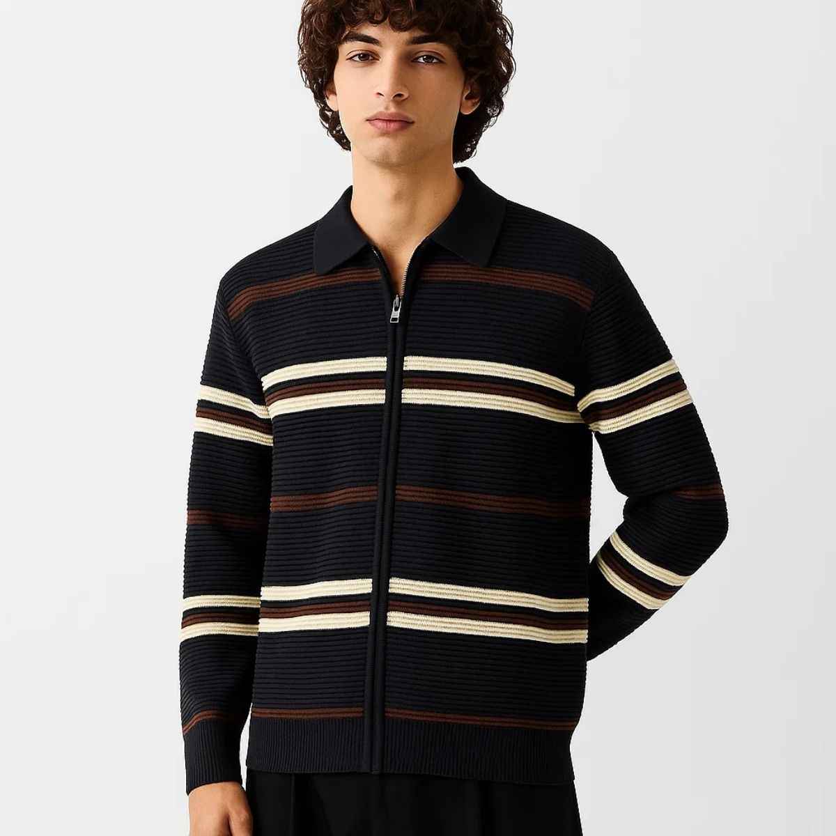 Old Money Contrast Lining Zipper (A-3760)