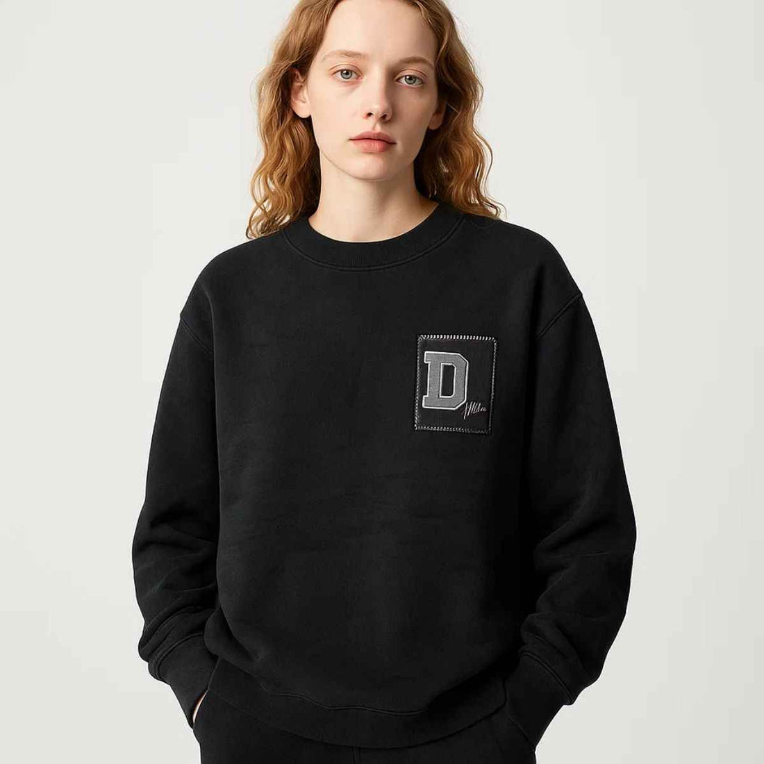 Black Fleece Woolen Sweat Shirt (A-3643)