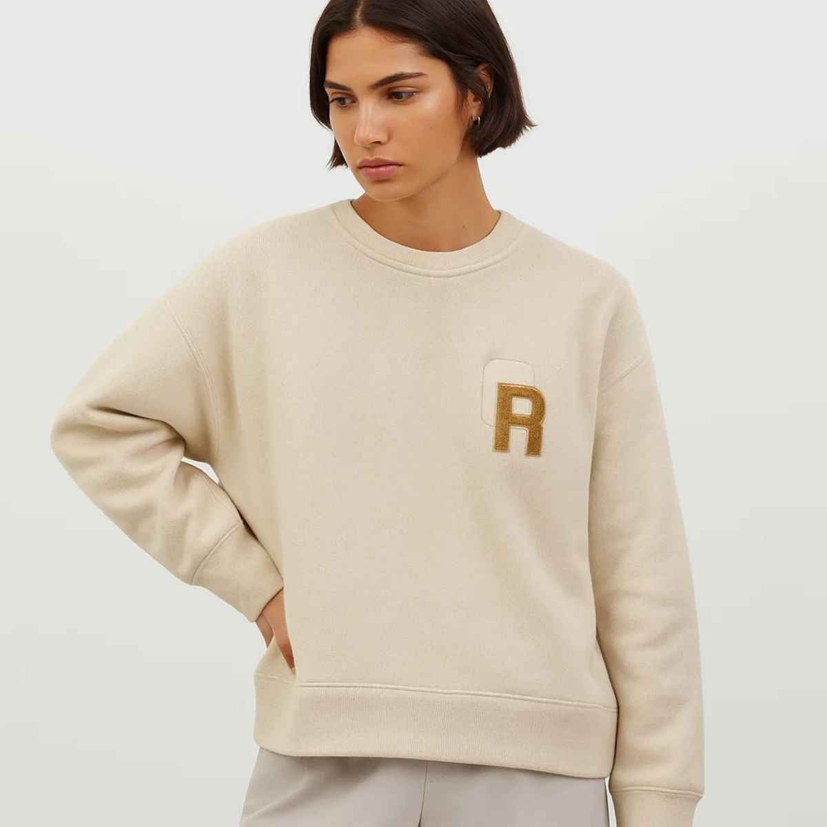 White Fleece Woolen Sweatshirt (A-3634)