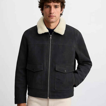 Mens Suede Jacket With Fur (A-3776)