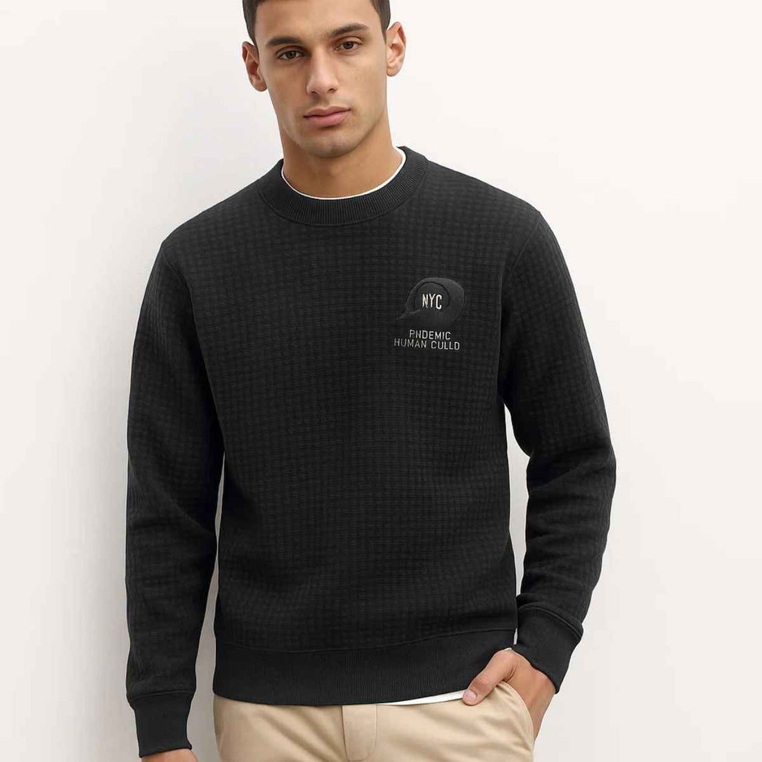 Black Texture Style Sweatshirt (A-3637)