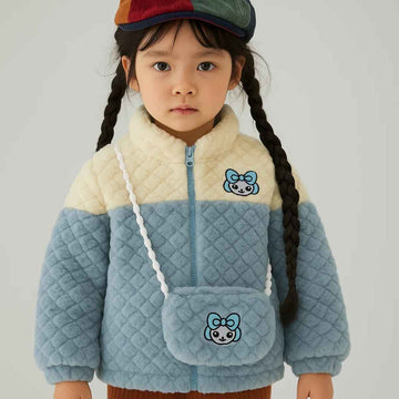 Sky Blue & Pink Teddy Vest Jacket (A-3865)