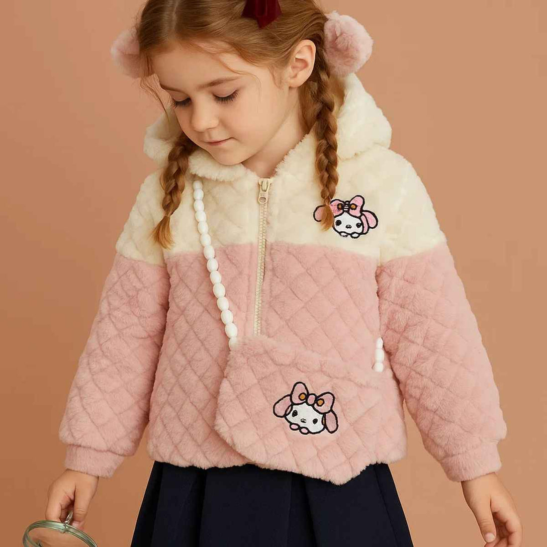 Sky Blue & Pink Teddy Vest Jacket (A-3865)