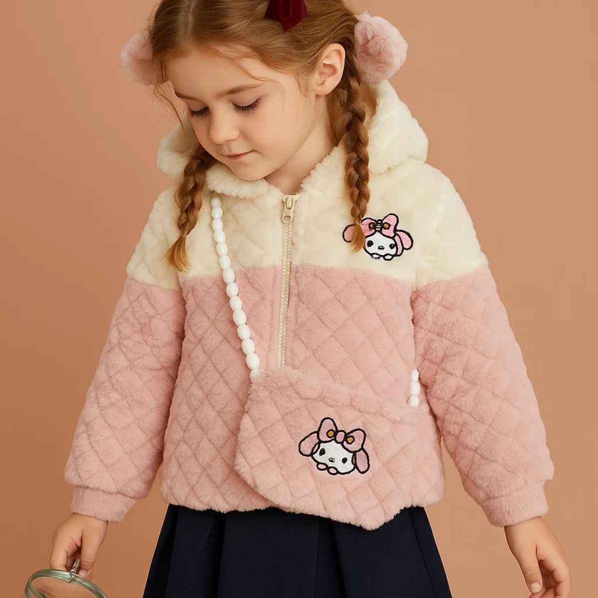 Sky Blue & Pink Teddy Vest Jacket (A-3865)