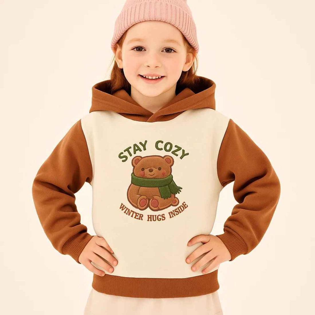 Teddy Bear Embossed Sweat Shirt Hoodies (A-3857)