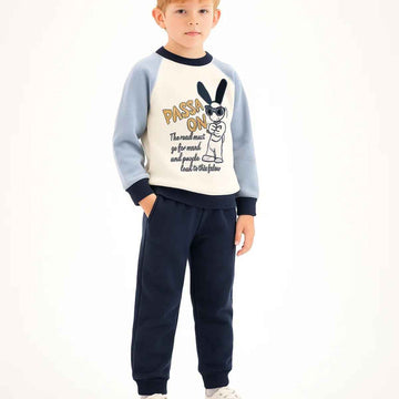 Bunny Embossed Sky Blue & Green Full Suit (A-3863)