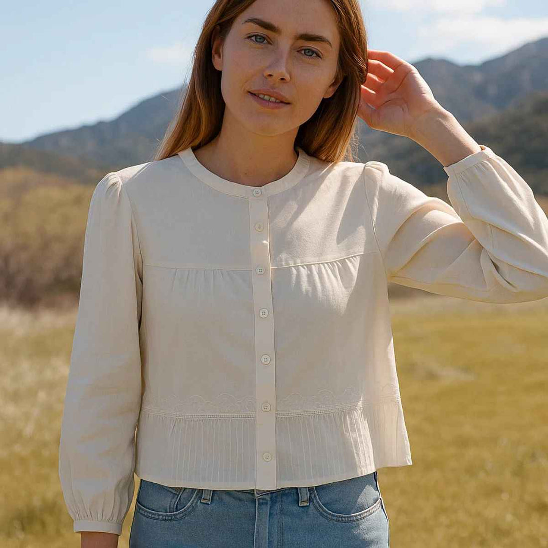 Off White Girl Silk Top (A-3861)