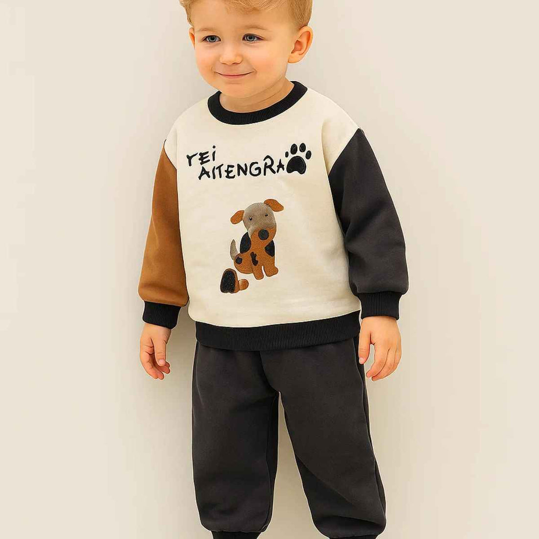 Boys Puppy Embossed Co-ords Set (A-3860)