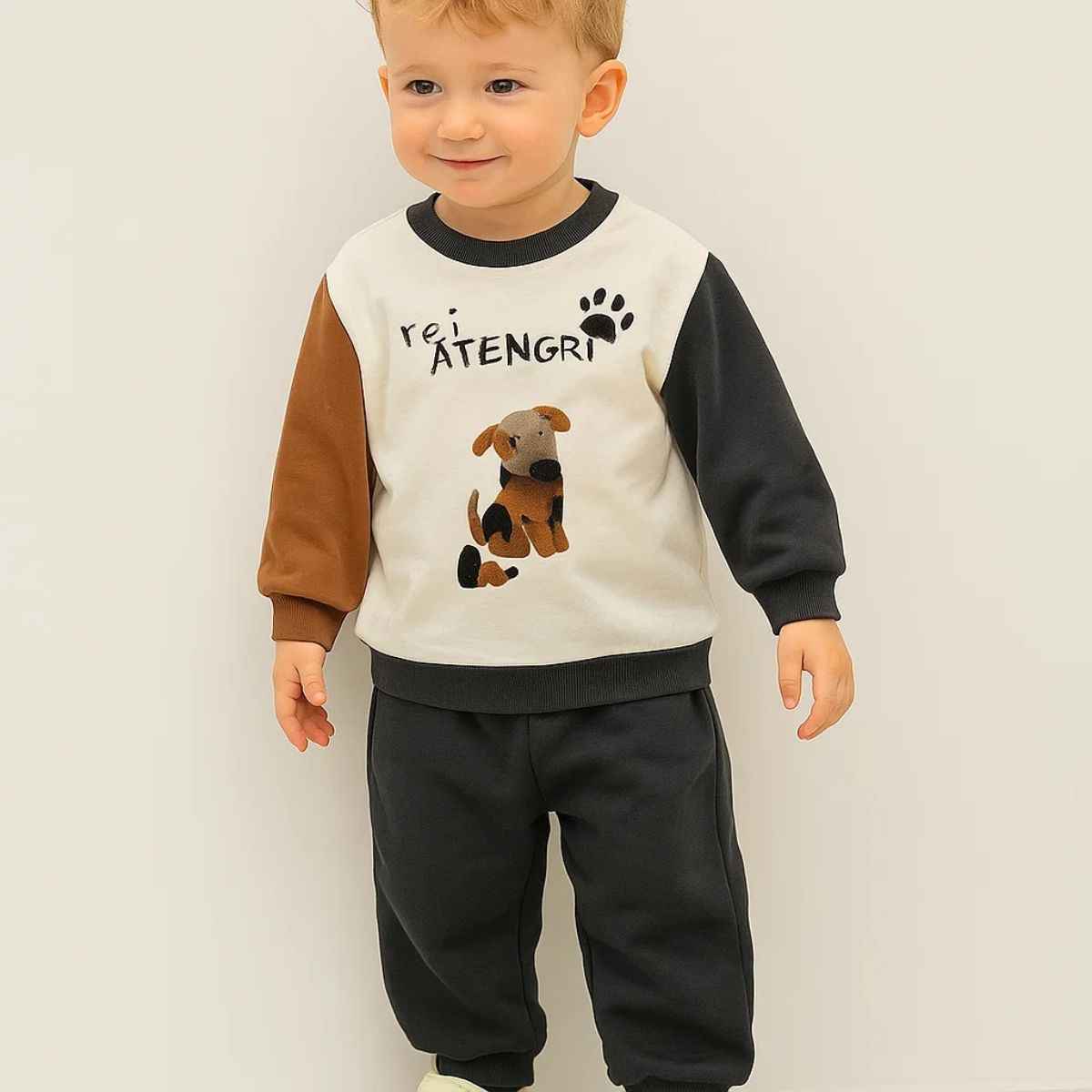 Boys Puppy Embossed Co-ords Set (A-3860)