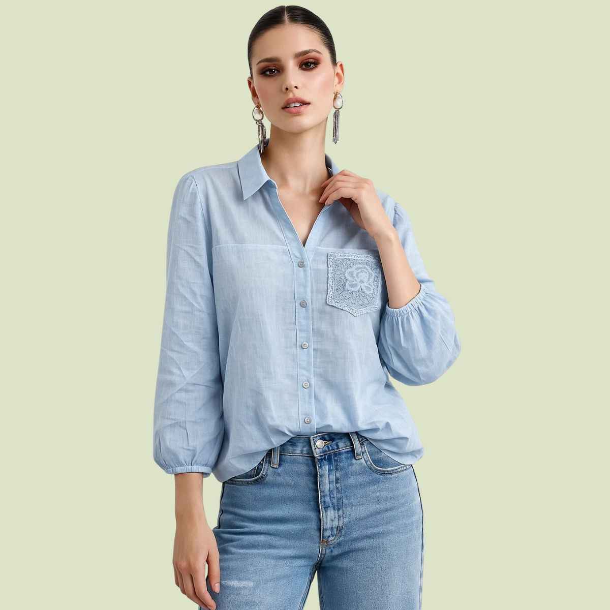 Girls Western Silk Fabric Top (A-3861)