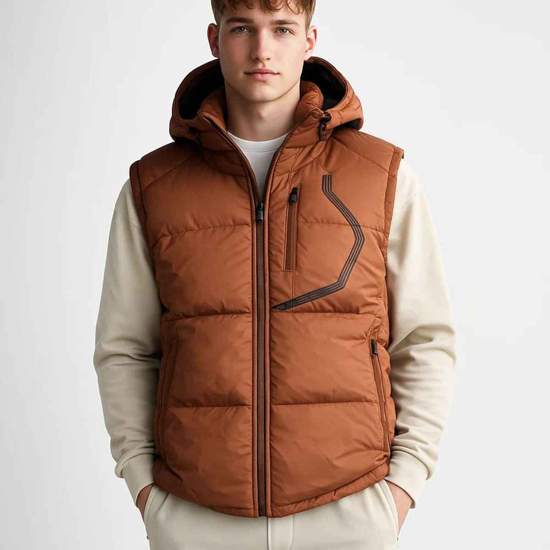Light Orange Sleeveless Parachute Jacket (A-3870)