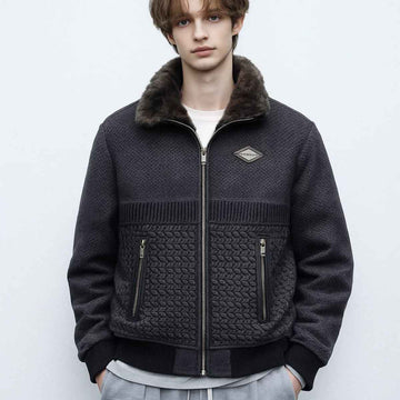 Black Texture Suede Premium Jacket (A-3774)