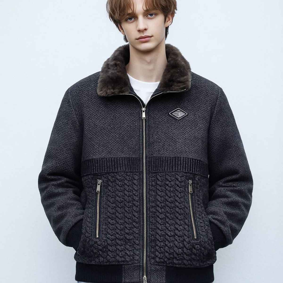 Black Texture Suede Premium Jacket (A-3774)