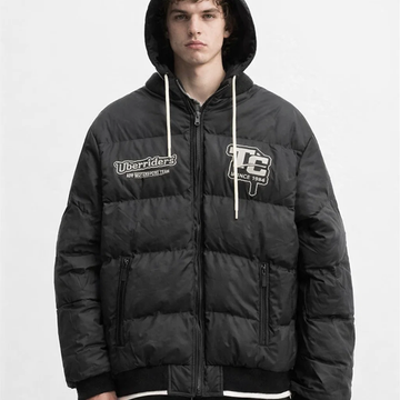 Black & Olive Green Parachute Puffer Jacket (A-3719)