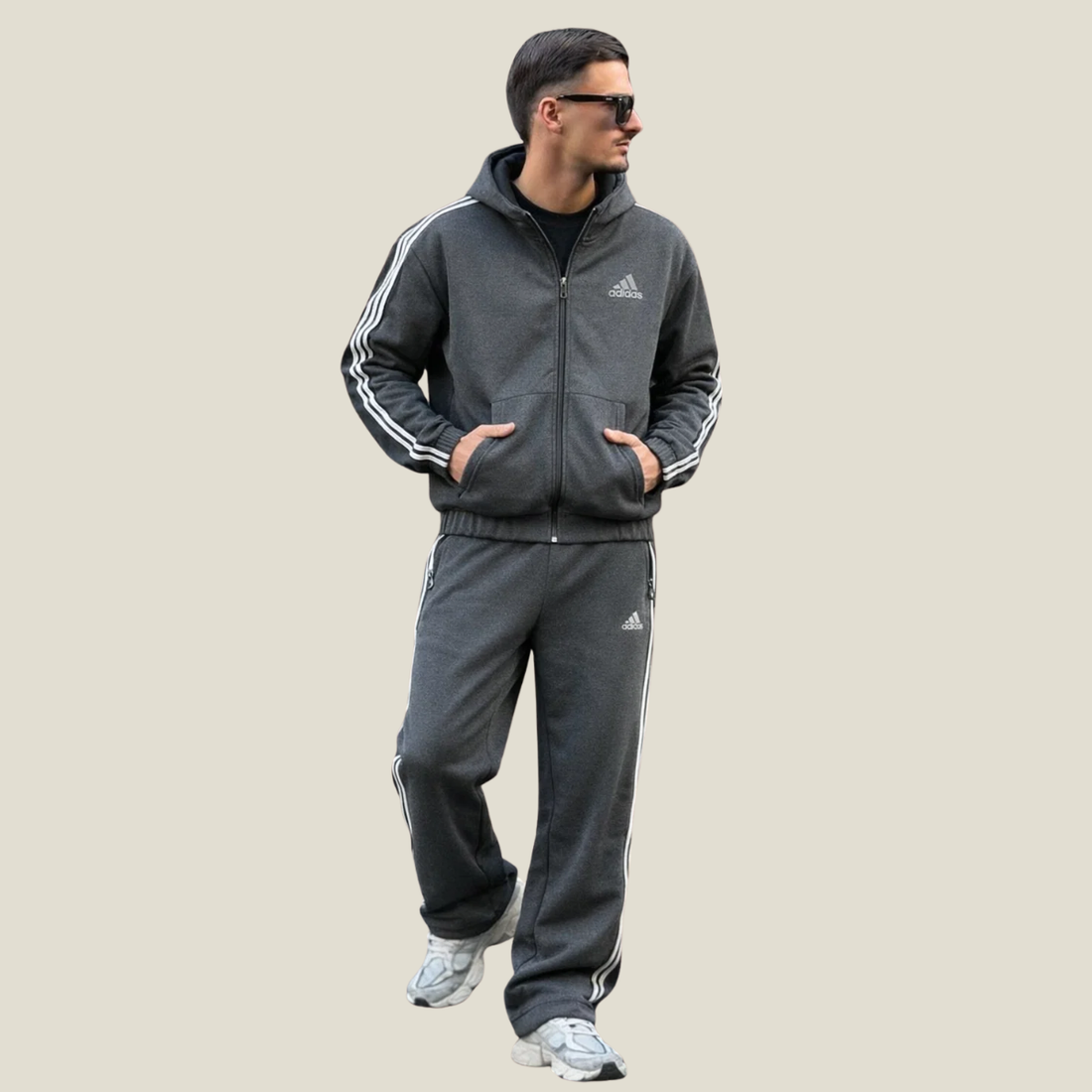 Grey Mens Dry Fit Stripes Full Zipper Track Suit (A-3910)