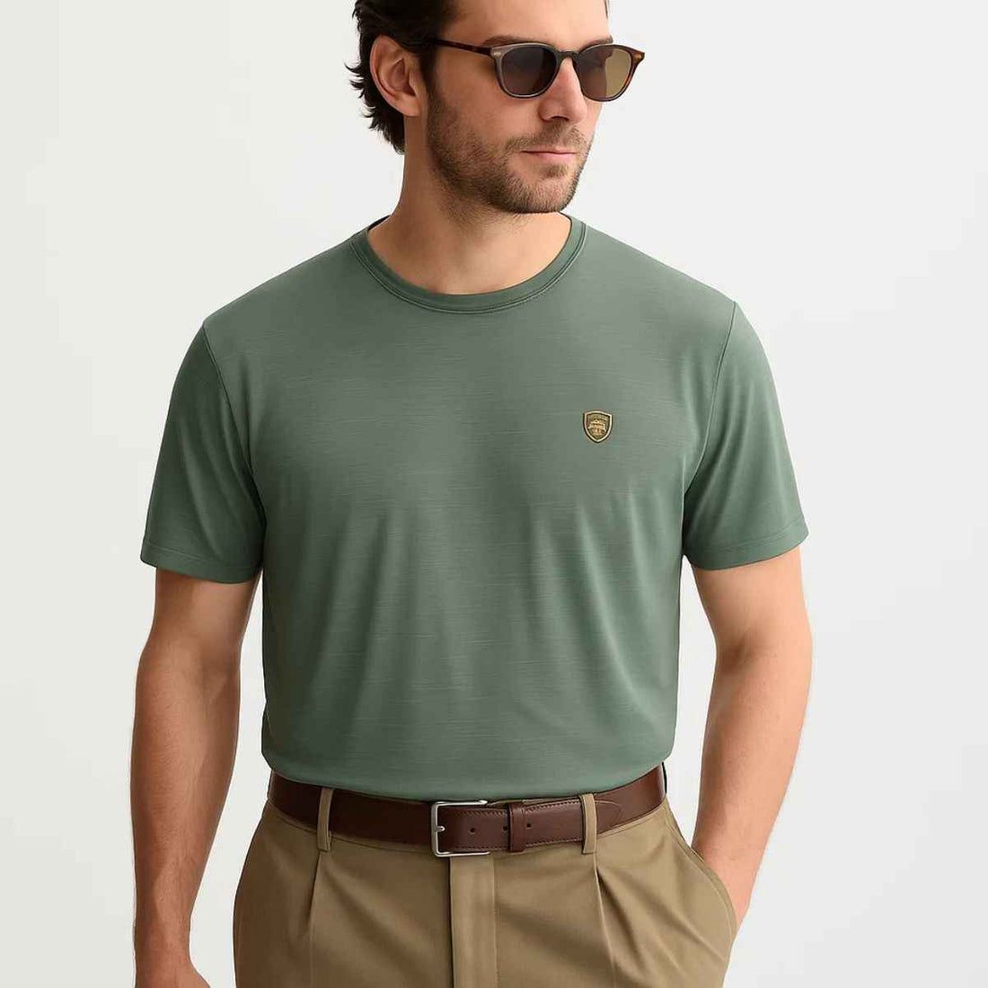 Sage Green Self Lining  Dry fit T-Shirt (A-3282)