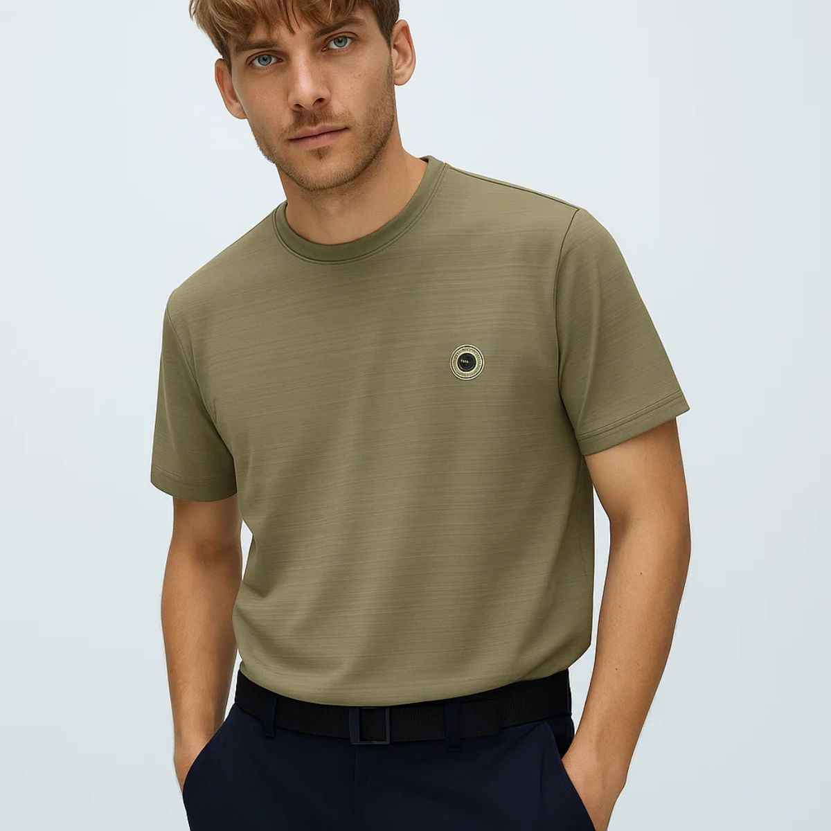 Olive Grey Self Lining Dry fit T-Shirt (A-3286)