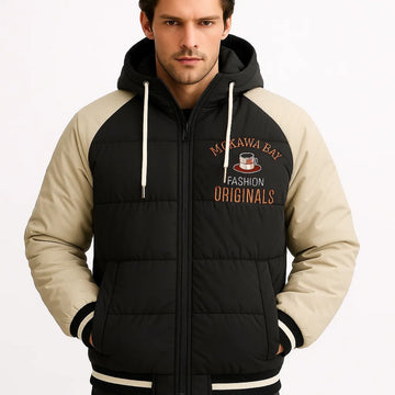 Black and Cream Puffer Jacket (A-2869)