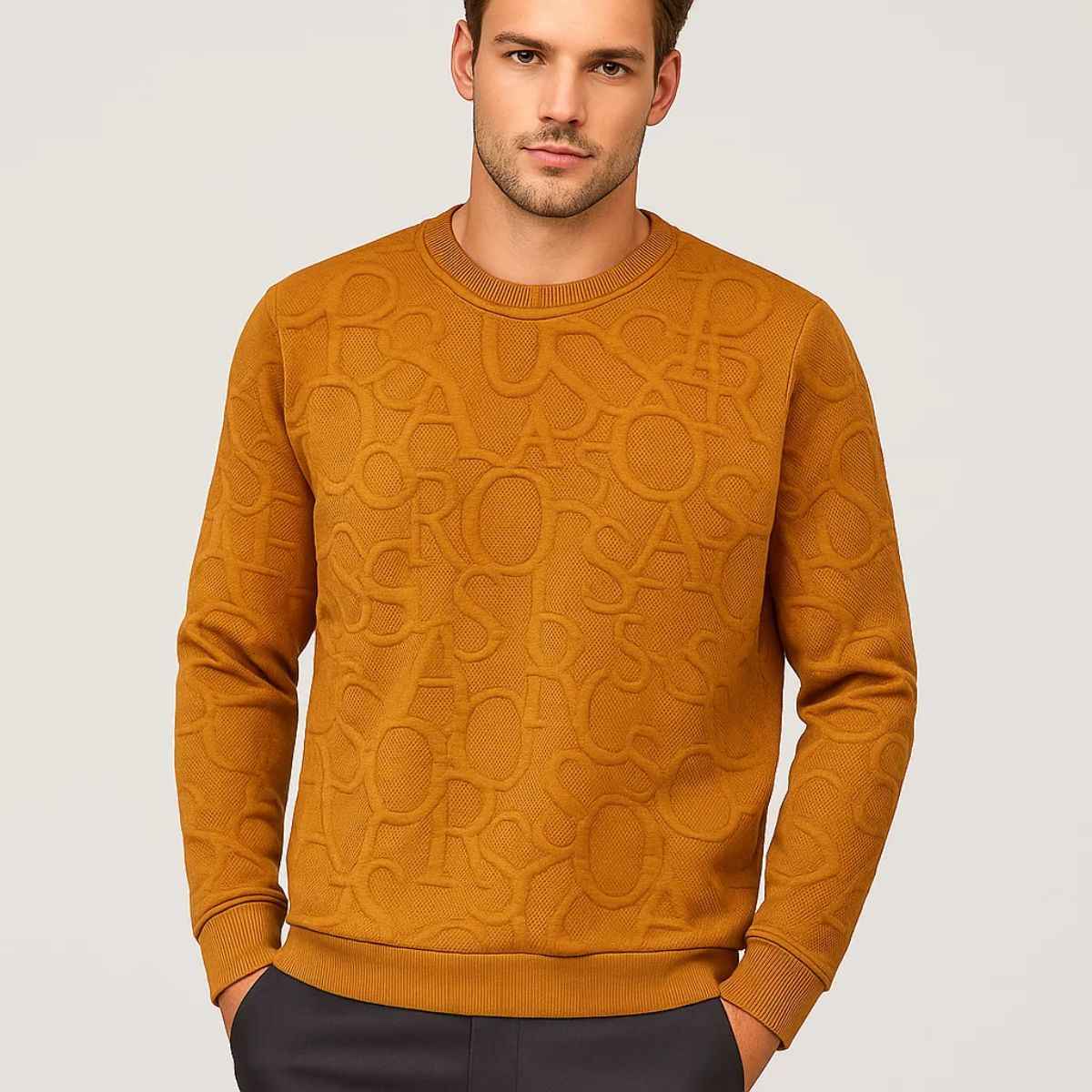 Jacquard Orange Sweatshirt (A-2622)