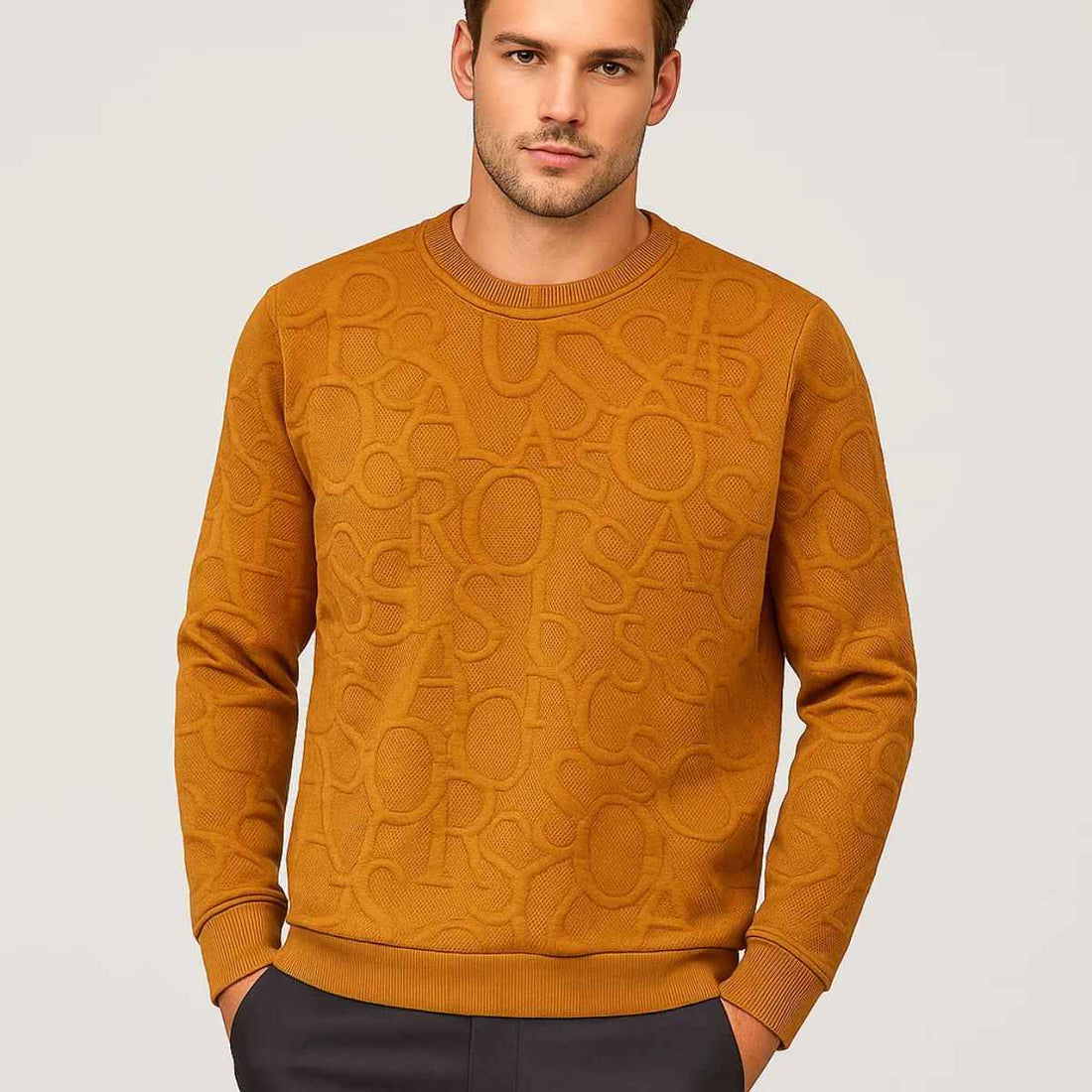 Jacquard Orange Sweatshirt (A-2622)