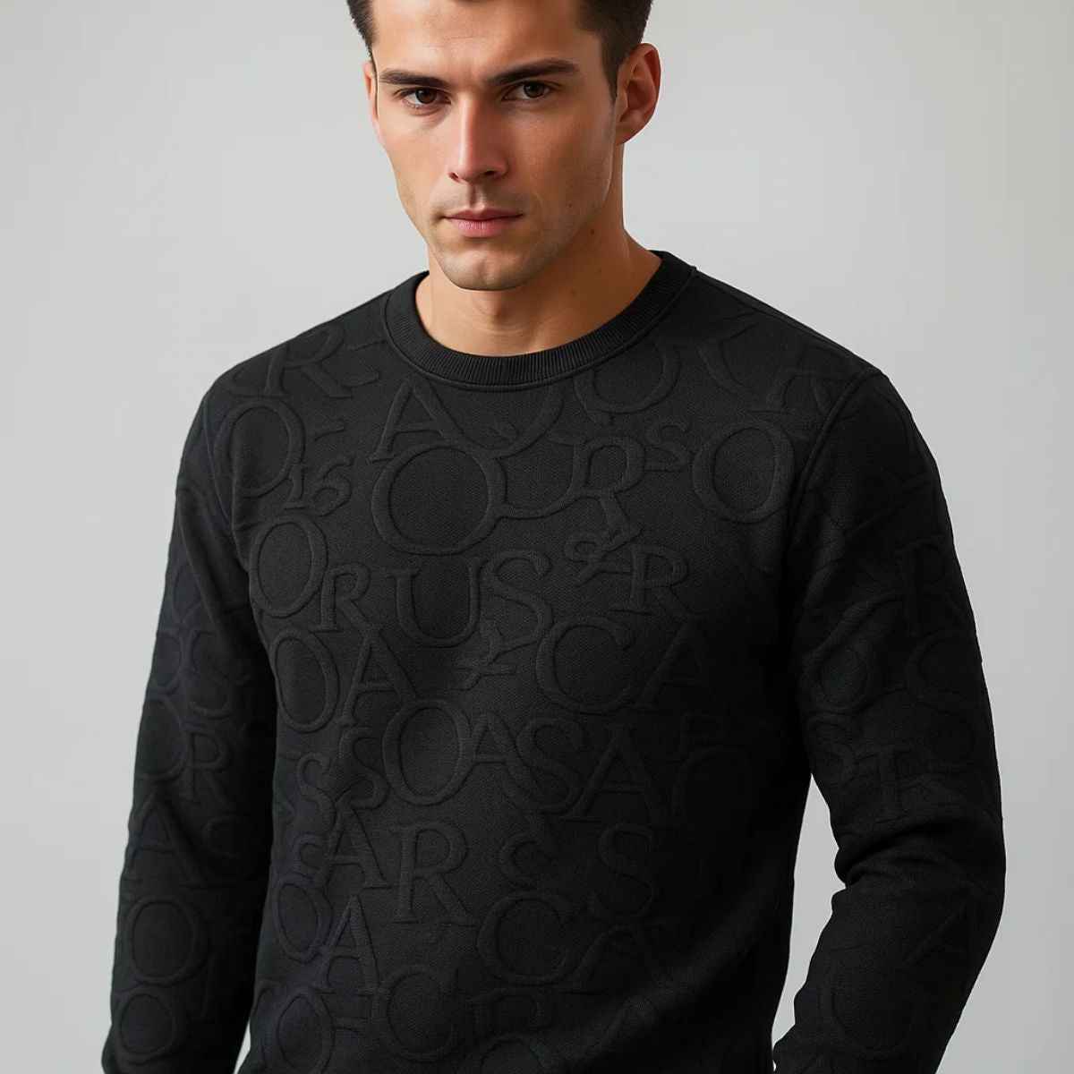 Jacquard Solid Color Sweat Shirt (A-2628)