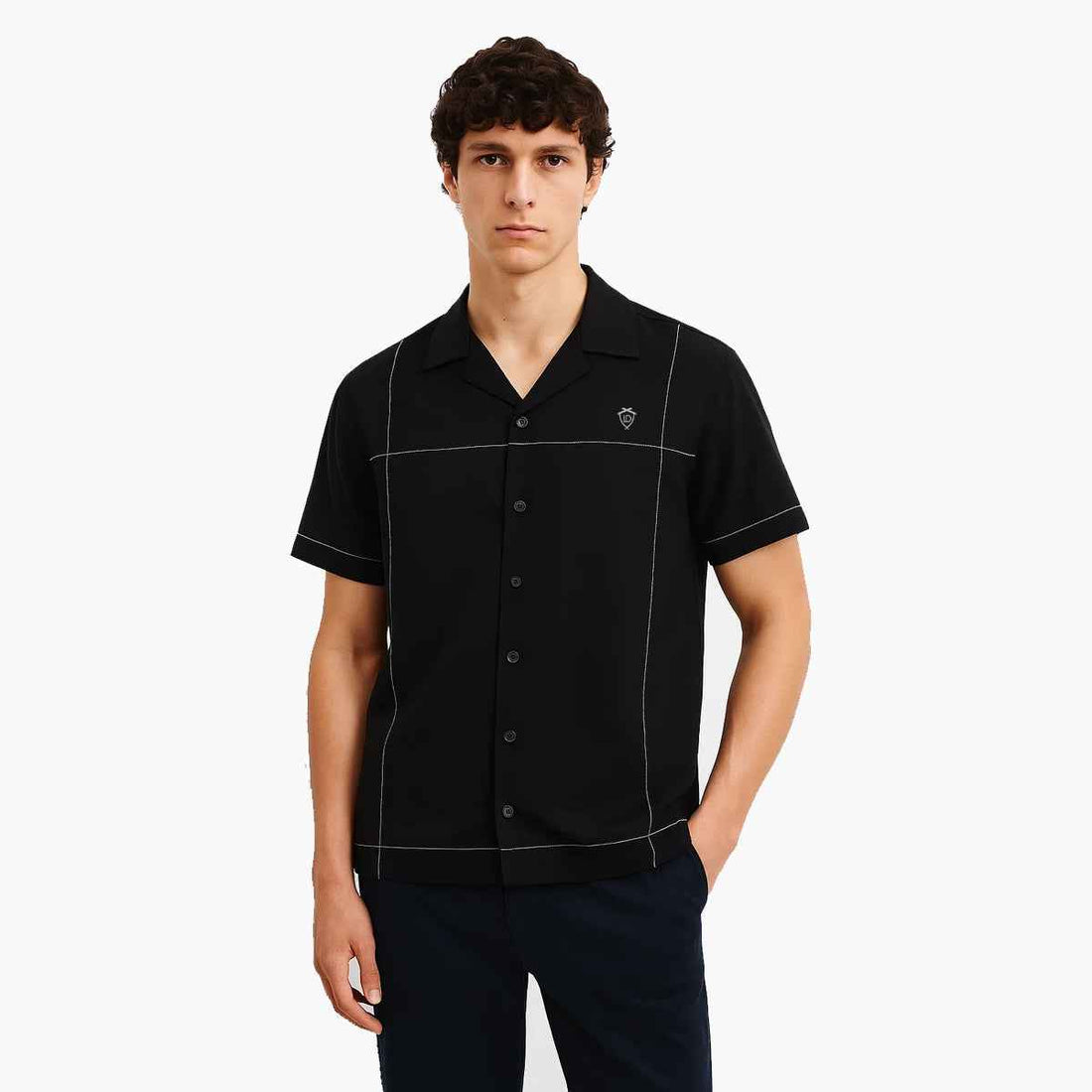 Mens Front Open Cuban Collar Casual Shirt (A-3403)