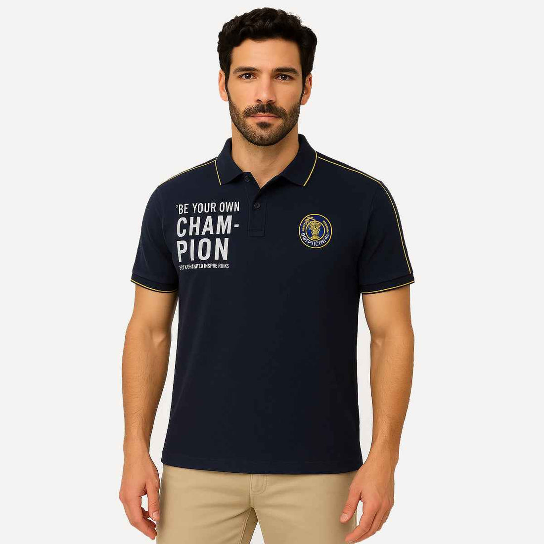 Mens Embroidered Contrast Polo (A-3458)