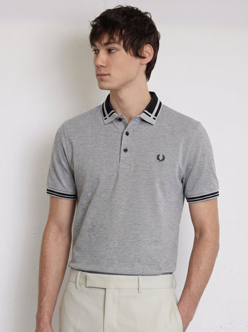 Grey Polo Black Texture Collar Polo (A-5015)